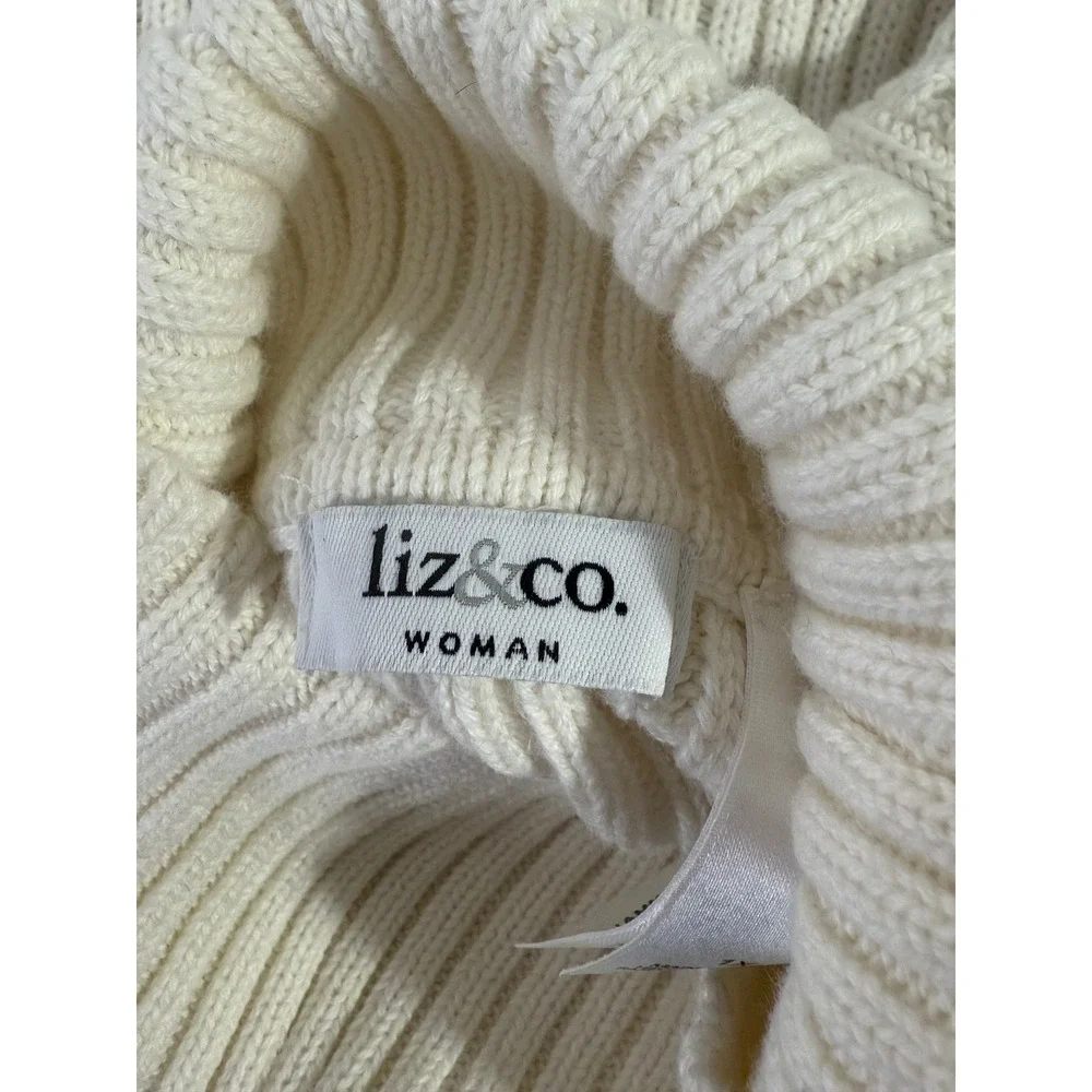 Liz&Co 1X Chunky Patchwork‎ Turtleneck Plus Sweater Cozy Neutral Holiday Casual